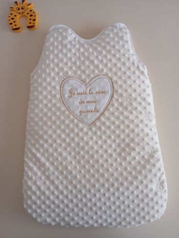 Gigoteuse bébé intérieur coton coeur brodé écru 