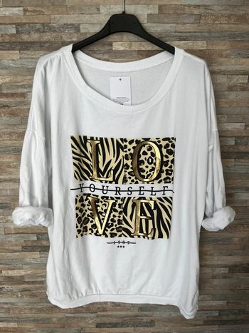 Sweat léger blanc et doré LOVE