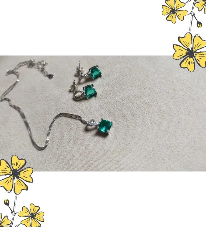 Parure argent 925 & pierre verte - photo numéro 2