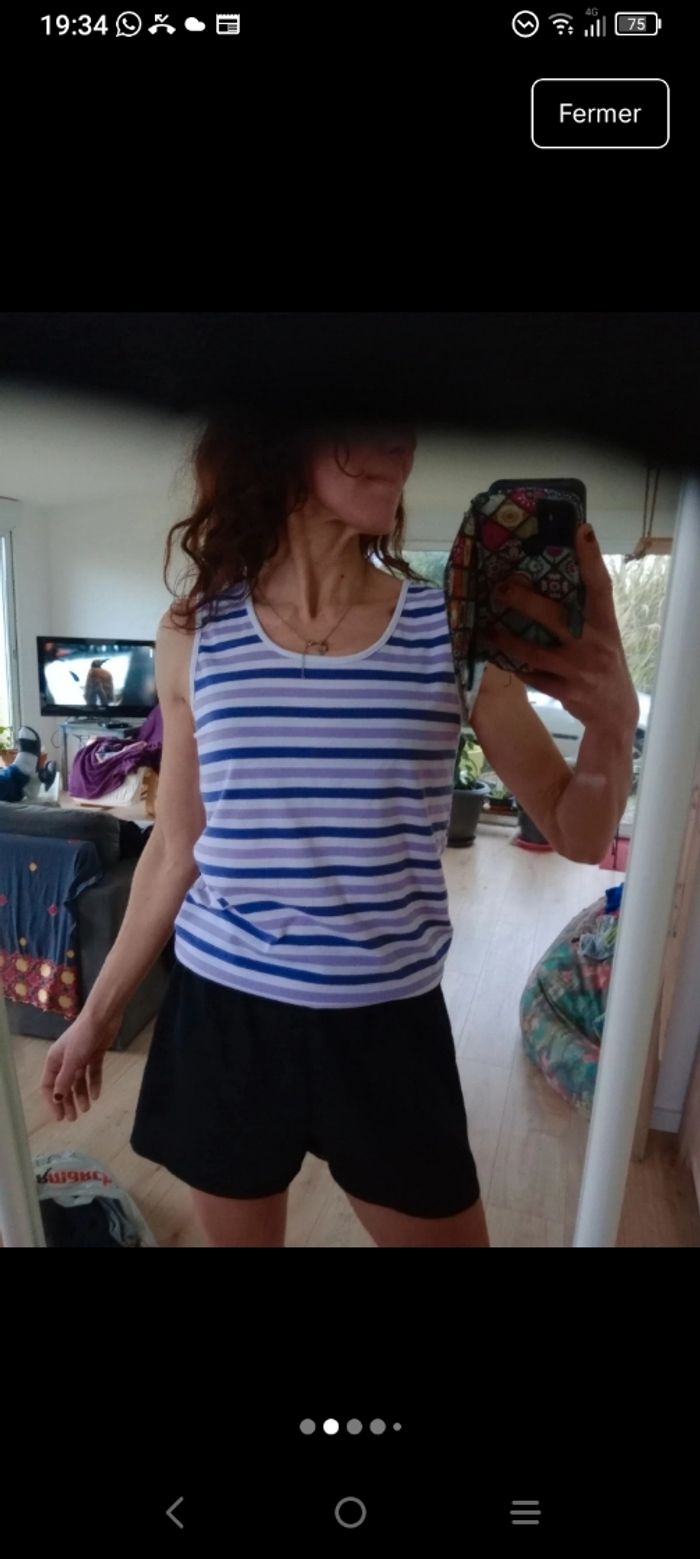 Débardeur femme L violet et bleu c81 - photo numéro 2