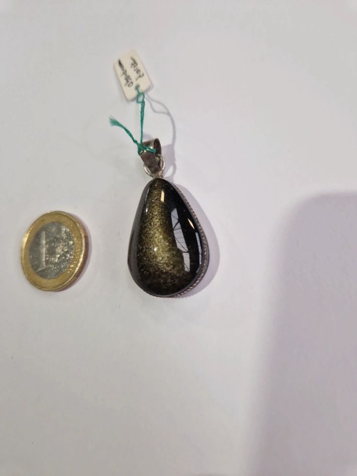 Pendentif obsidienne dorée Mexique - photo numéro 3