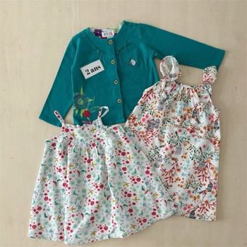 Lot de 2 robes été + une veste 2 ans 86  cm - bébé fille 