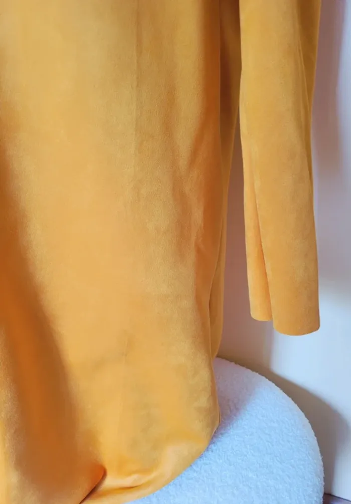 Veste / manteau long daim Zara moutarde - photo numéro 4