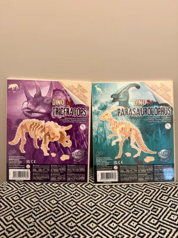 Buki - Lot de deux puzzles Dinosaures en bois 3 D à assembler - 6 ans et +