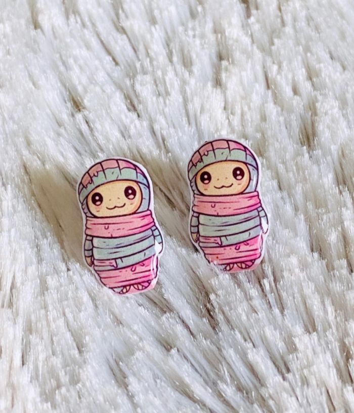 Boucles d’oreilles Fait Main Momie Kawaii