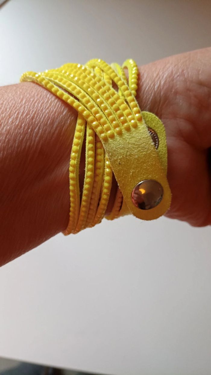 Bracelet vintage en daim avec strass lot ou seul - photo numéro 9