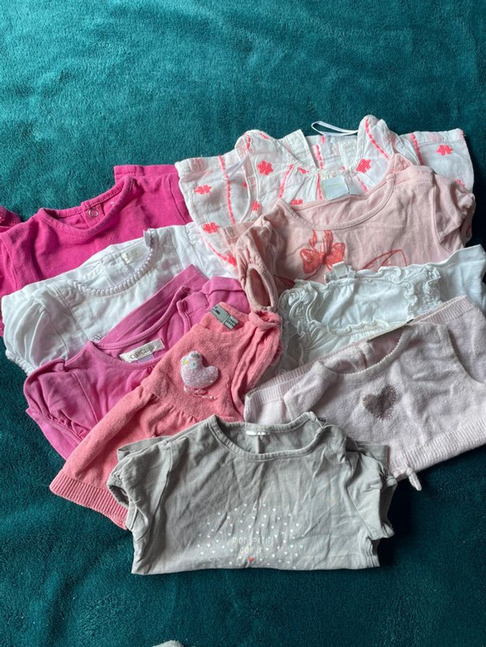 Lot 9 t-shirt bébé fille 3 mois