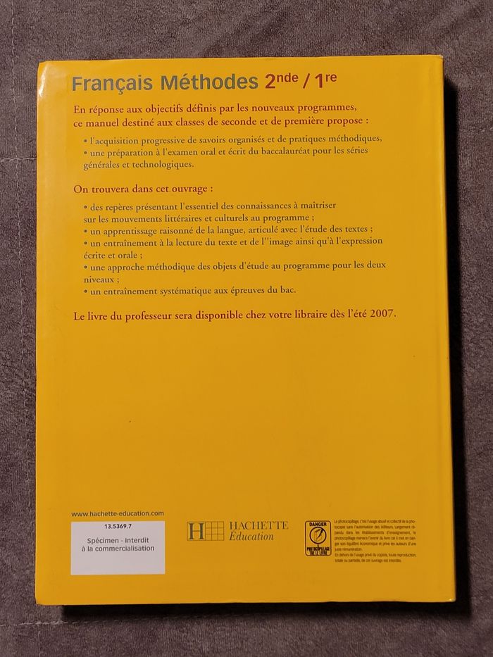 Français Méthodes 2de / 1re - Livre de l'élève - Edition 2007 Marie Berthelier, Françoise Bourgeois, - photo numéro 2