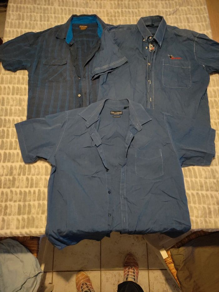 Lots chemises manches courtes bleues taille xl 42 - photo numéro 1