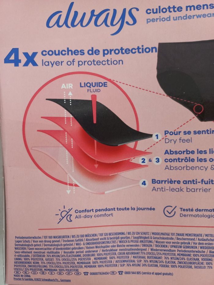 Always culotte menstruelle lavable T M - Neuve - photo numéro 6