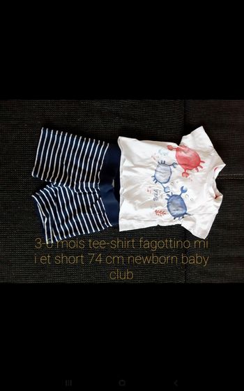 Ensemble bébé tee-shirt blanc et short marine