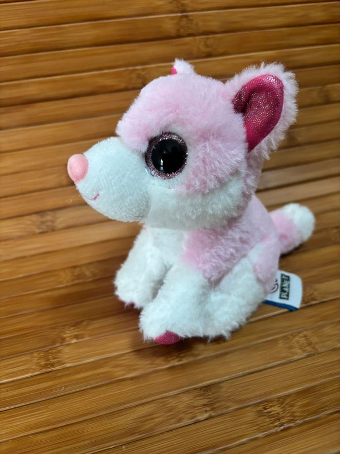 Doudou renard rose blanc yeux paillettes nature planet - photo numéro 2