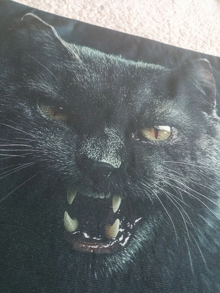 Taie d'oreiller carrée noire chat vintage goth 45x45cm déco d'intérieur - photo numéro 2
