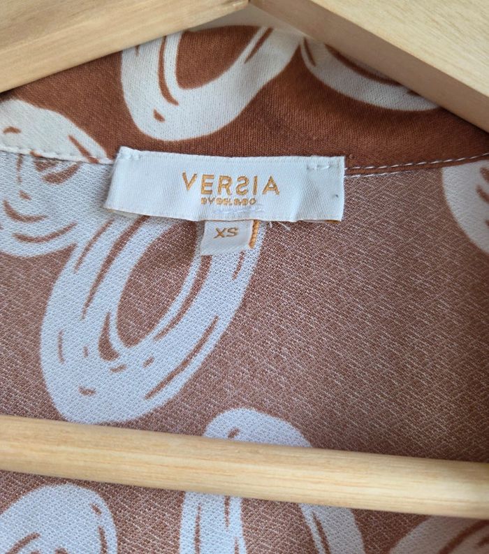 Chemisier imprimé abstrait marron et blanc Versia - taille XS - photo numéro 4