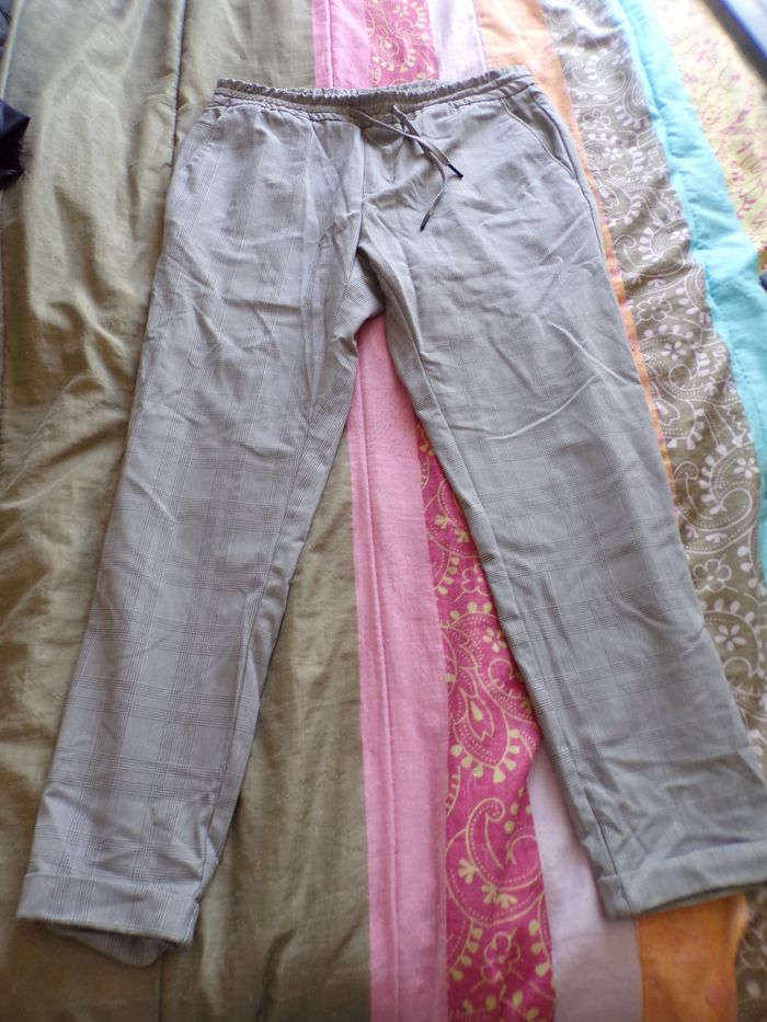 Pantalon gris à carreaux taille L