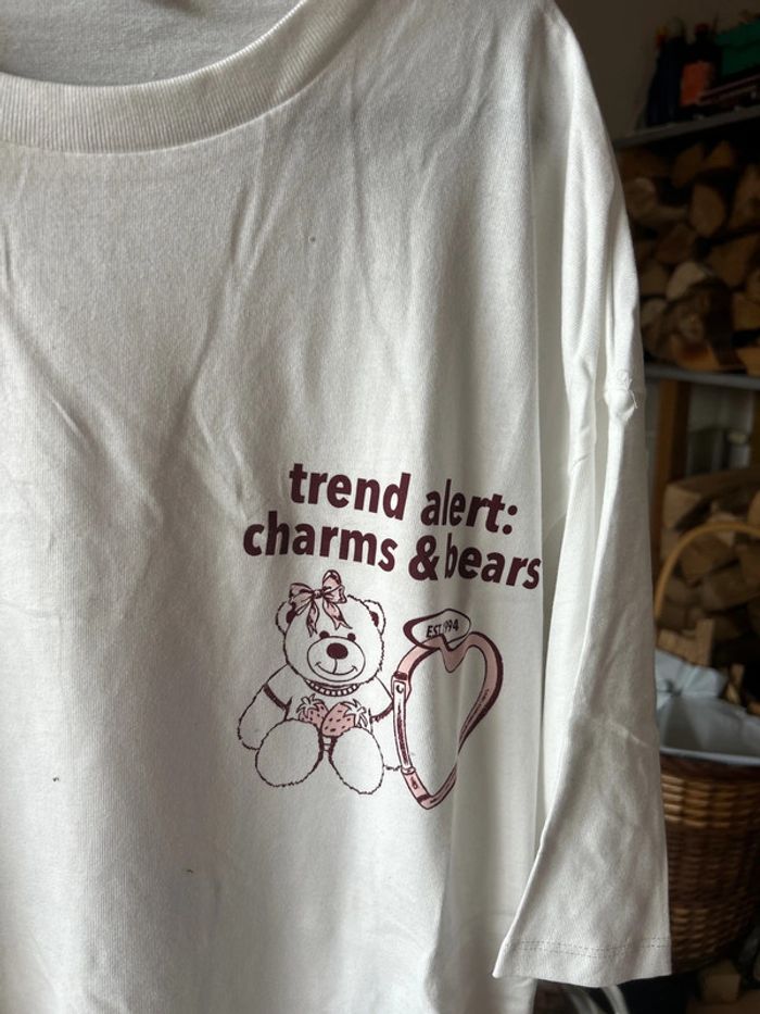Teeshirt blanc Stradivarius Ours - photo numéro 2