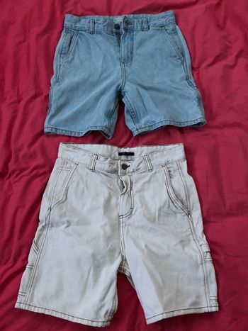 Lot 2 short en jean bleu et blanc crème pour enfant XXS (13 ans)