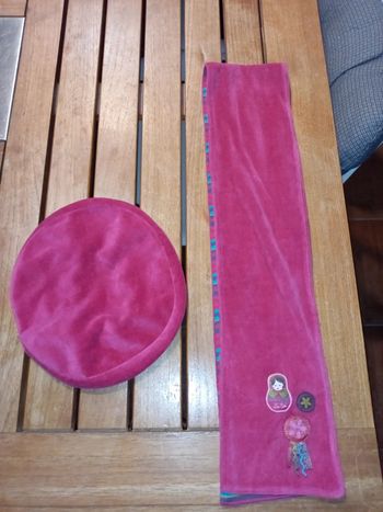 Lot béret + écharpe en velours