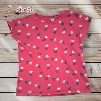 🌸💗 T-shirt fleuri Tape à l’Œil – 8 ans 💗🌸