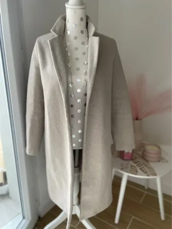 Manteau long en lainage beige, Zara, 38