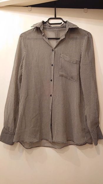 Chemise transparente motif pied de poule