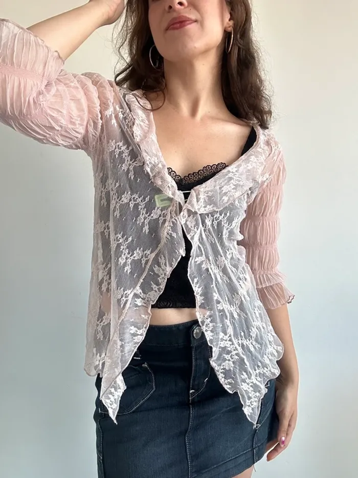 Haut transparent y2k fairy core années 2000 rose taille S - photo numéro 4