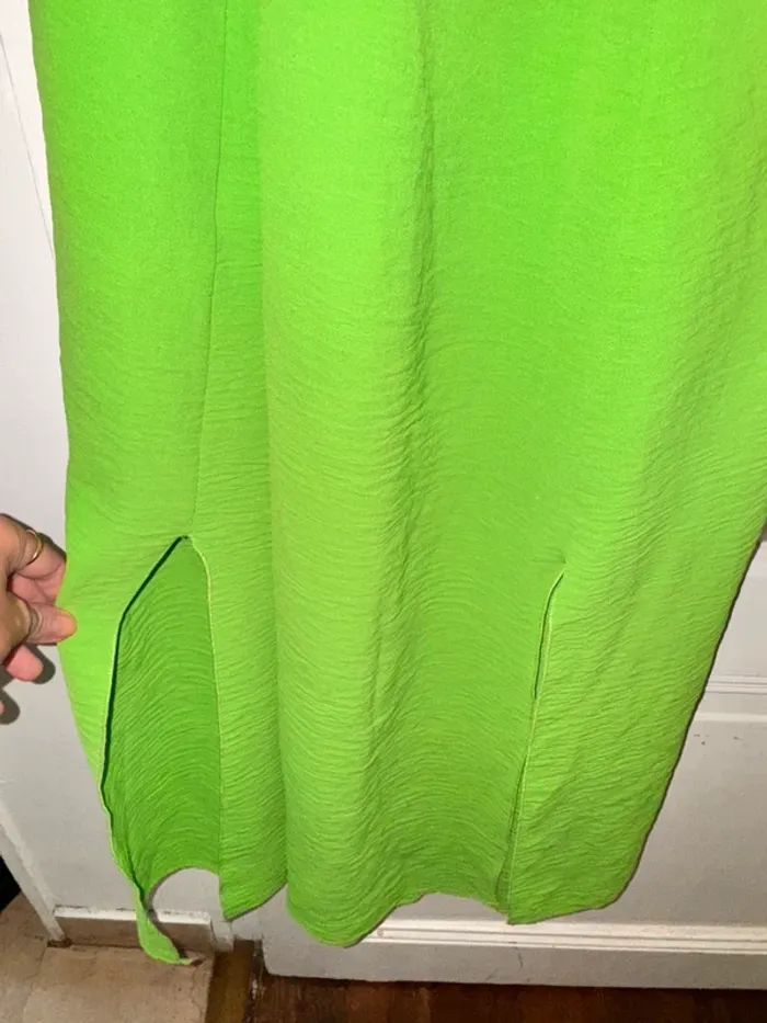 Robe longue croisée dans le dos Vert fluo Taille unique - photo numéro 5