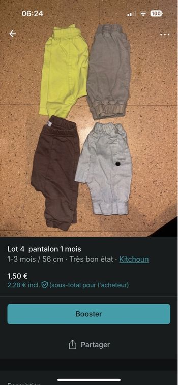 Lot pantalon 1 mois