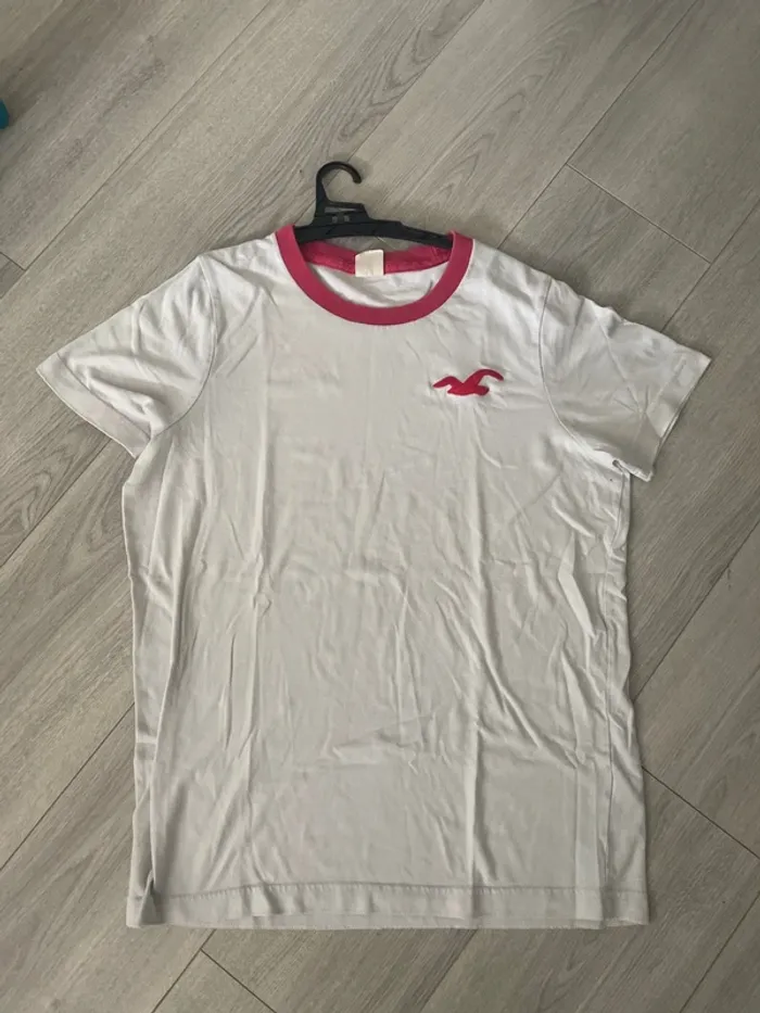 Tee shirt rose et blanc Hollister - photo numéro 4