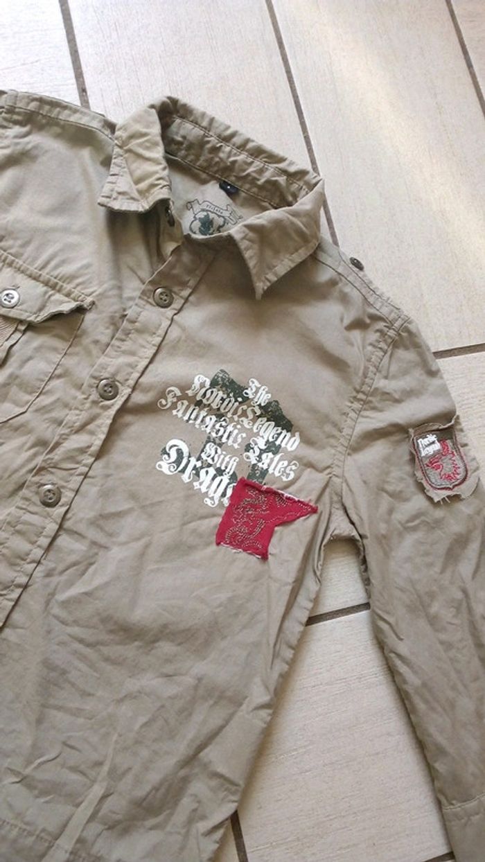 Chemise manches longues, marron clair 100% coton. 4ans. - photo numéro 2