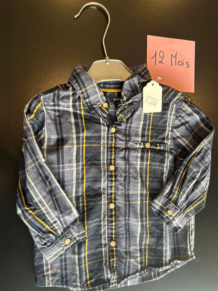 Chemise manche longue bleu carreaux - photo numéro 2