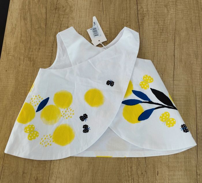 Débardeur fille blanc jaune et marine taille 12 mois Catimini - photo numéro 2