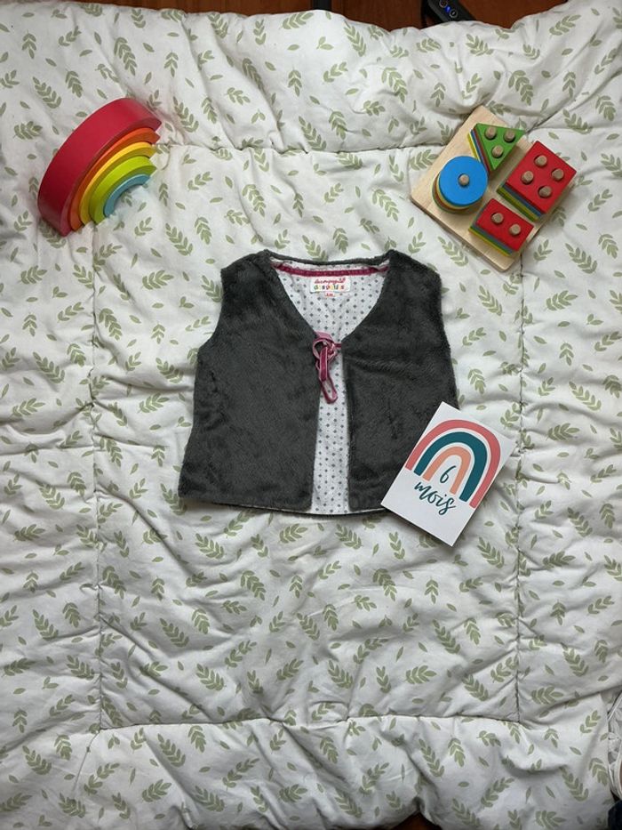 Gilet sans manches en polaire gris 6 mois la compagnie des petits
