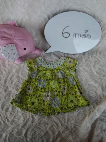 Tee shirt chemise tunique manches courtes Fille 6 mois Fleurs Kitchoun