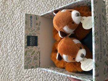 Doudou & Compagnie - chausson panda roux