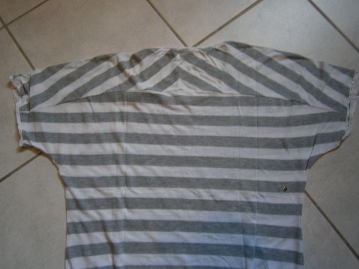 Tee-shirt MC rayé blanc/gris PROMOD Taille L - photo numéro 8