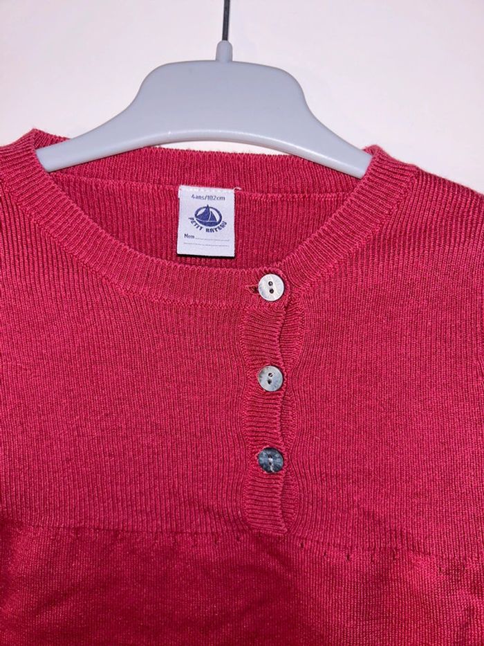 Pull à col rond en soie côtelé rose uni - photo numéro 2