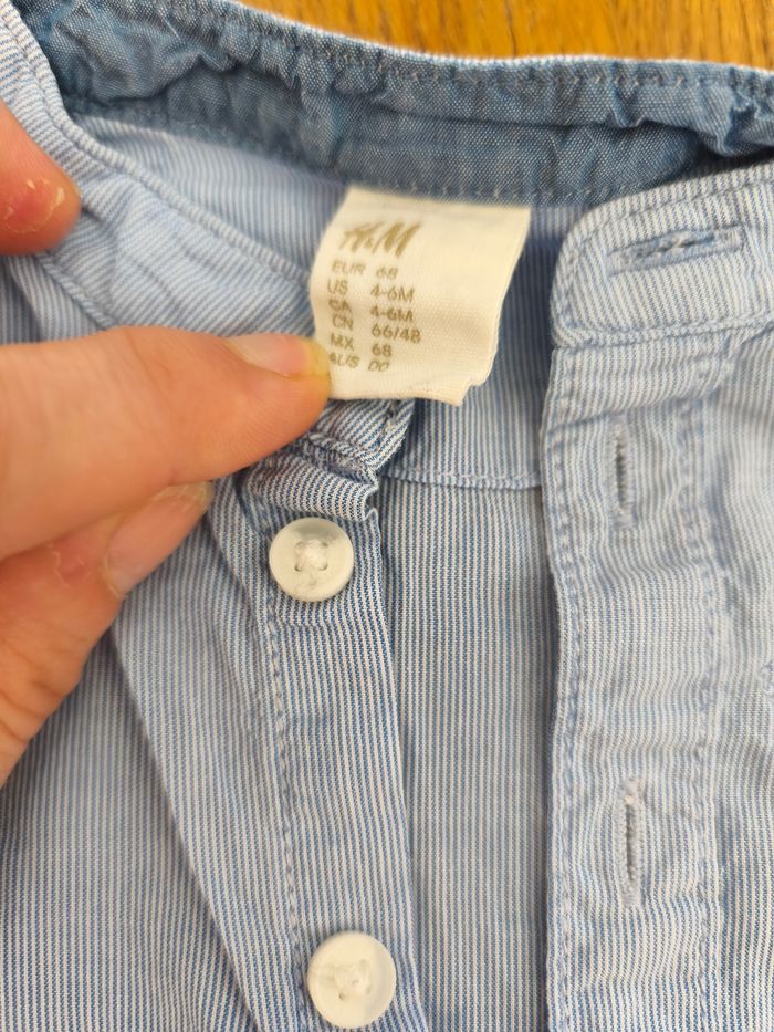 Lot de 2 chemises manches longues garçons 6 mois bleu gris - photo numéro 3