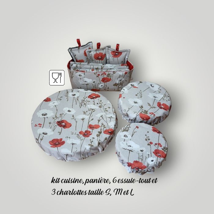 kit cuisine zéro déchet modèle coquelicots - photo numéro 1