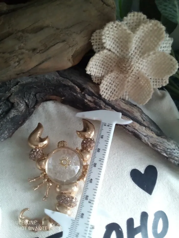 Broche scorpion acier doré et cabochon en verre - photo numéro 3