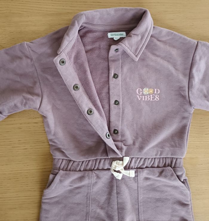 Combinaison en molleton Vertbaudet fille 4 ans 104 cm manches courtes mauve - photo numéro 6