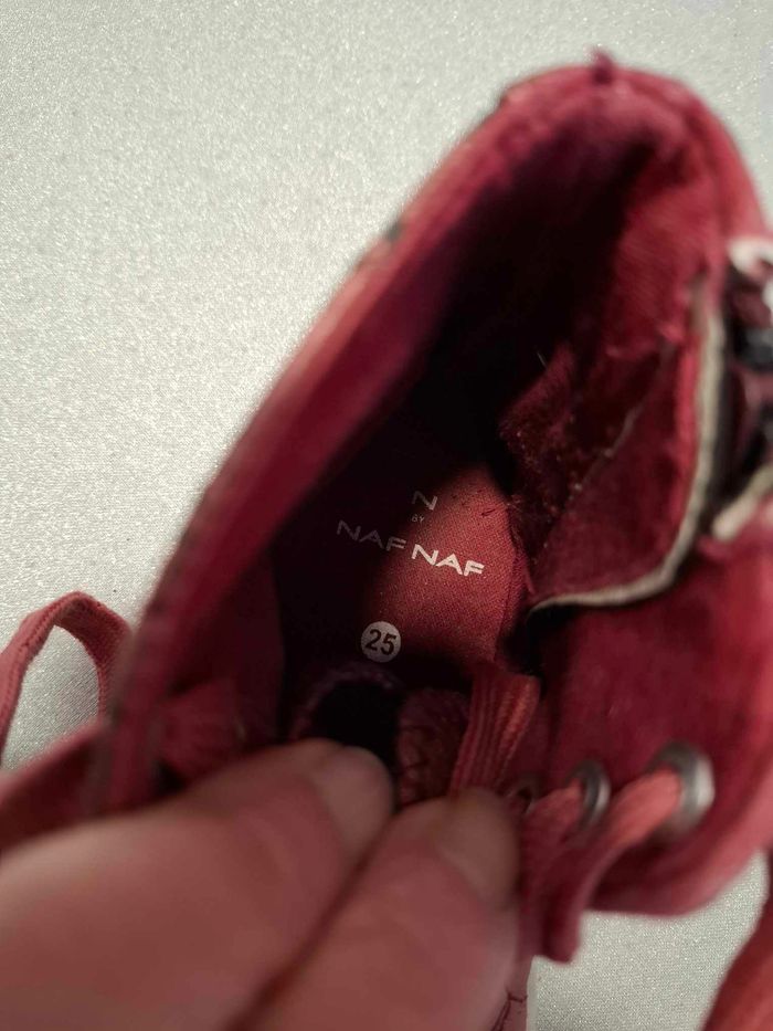Jolies baskets montantes fille 25 Naf Naf rose pailleté à lacets et zip bon état - photo numéro 3