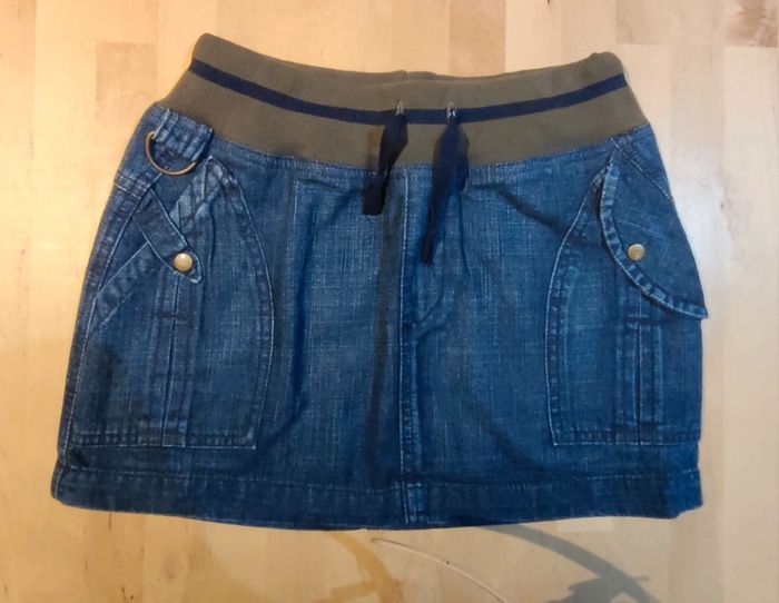 Jupe jean avec ceinture kaki