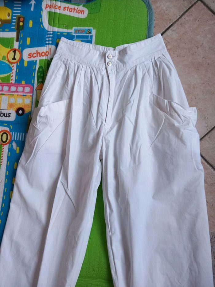 🚪pantalon/ pantacourt blanc coton T38 - photo numéro 2