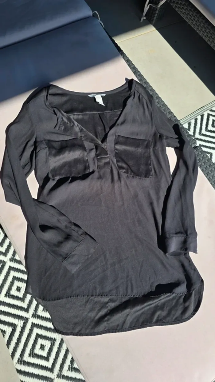 Blouse classe satiné noire h&m taille 34 chemisier habillé