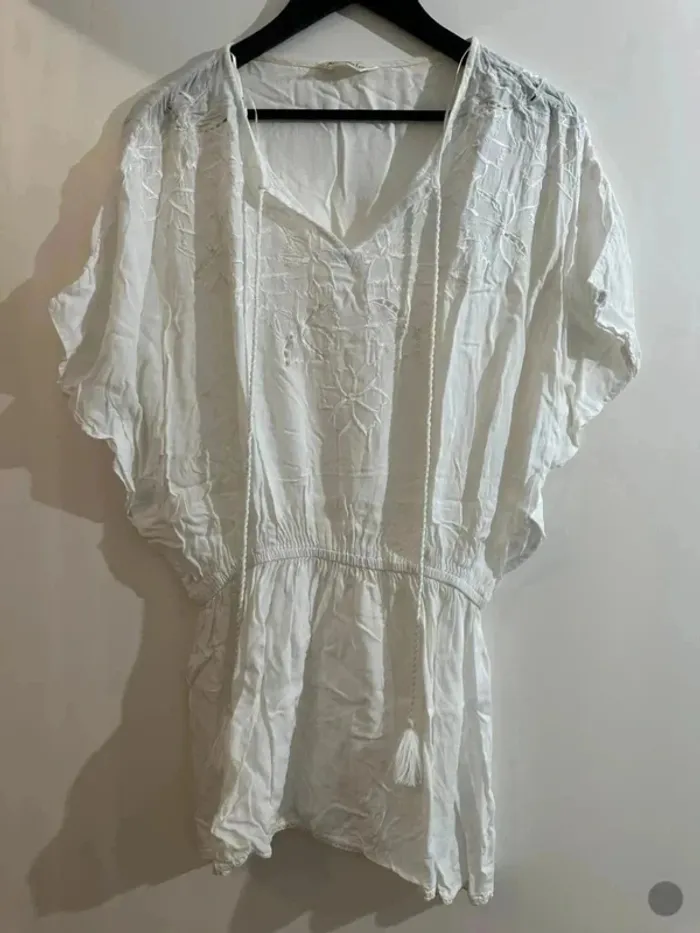 Kimono blanc / paréos blanc pour plage taille M - photo numéro 2