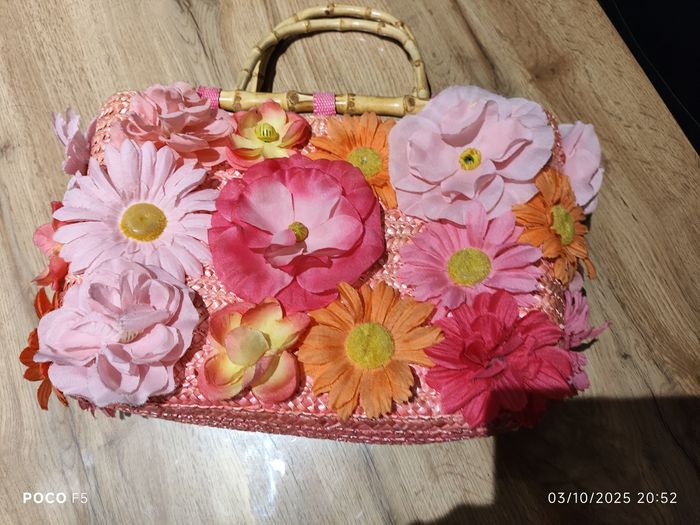 Sac avec anse bambou  et fleur - photo numéro 2