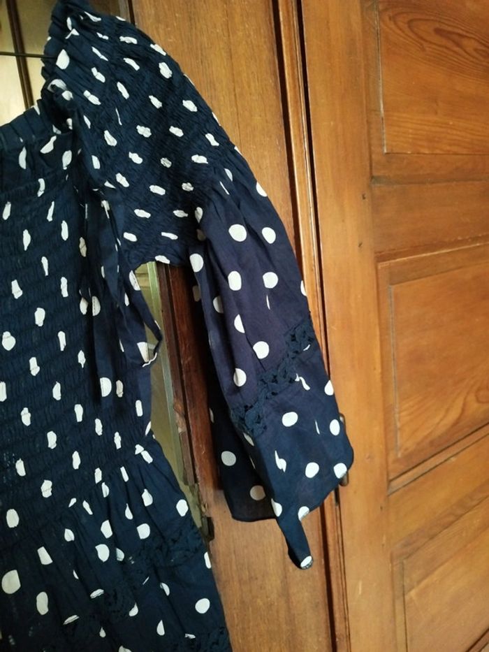 Top bleu marine femme pois vintage S/M y2k - photo numéro 8