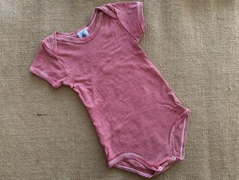 Body bébé 24 mois rayé blanc rouge manches courtes Petit Bateau