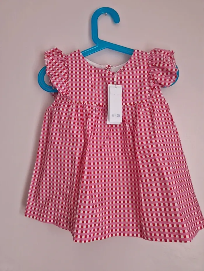 Blouse vichy rouge/rose Jacadi 6ans